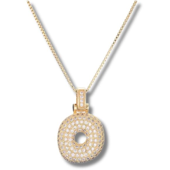 Bubble Letter Initial "O" Pendant w/Chain Necklace - Picture 1 of 7